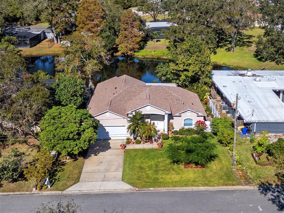 Aerial View of the house by the lake