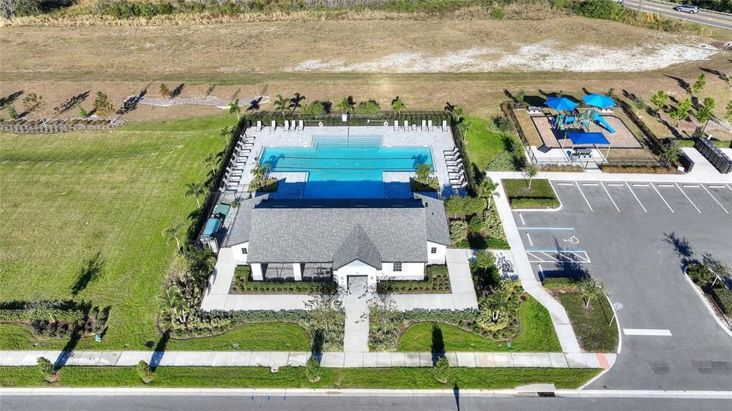 Community pool, playground and open space