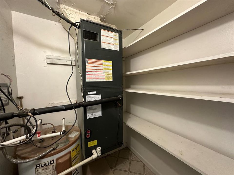 Mechanical Room with storage shelves