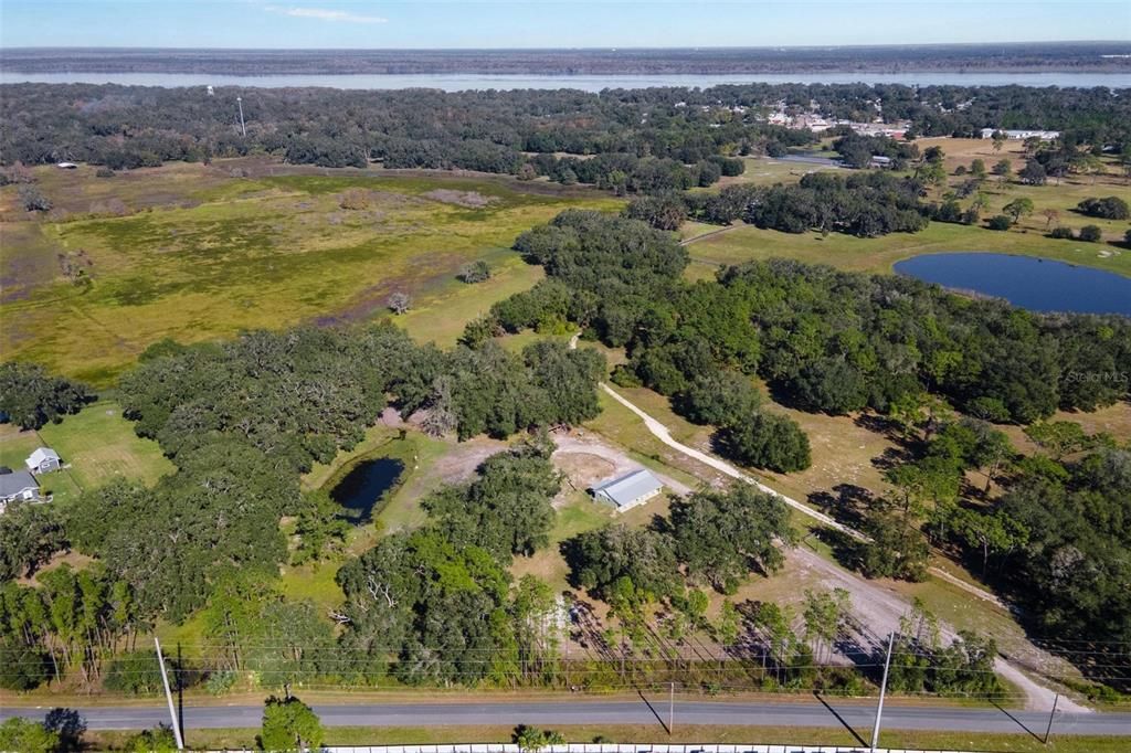 Aerial of Property with Pond Views