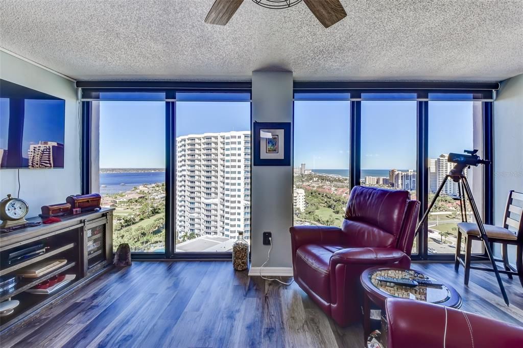 Water Views of Ocean and River from large living windows