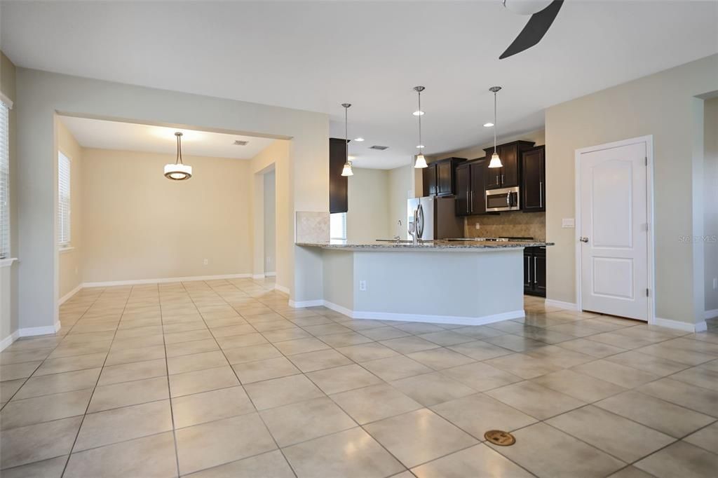 Empty Family Room and Dining Room