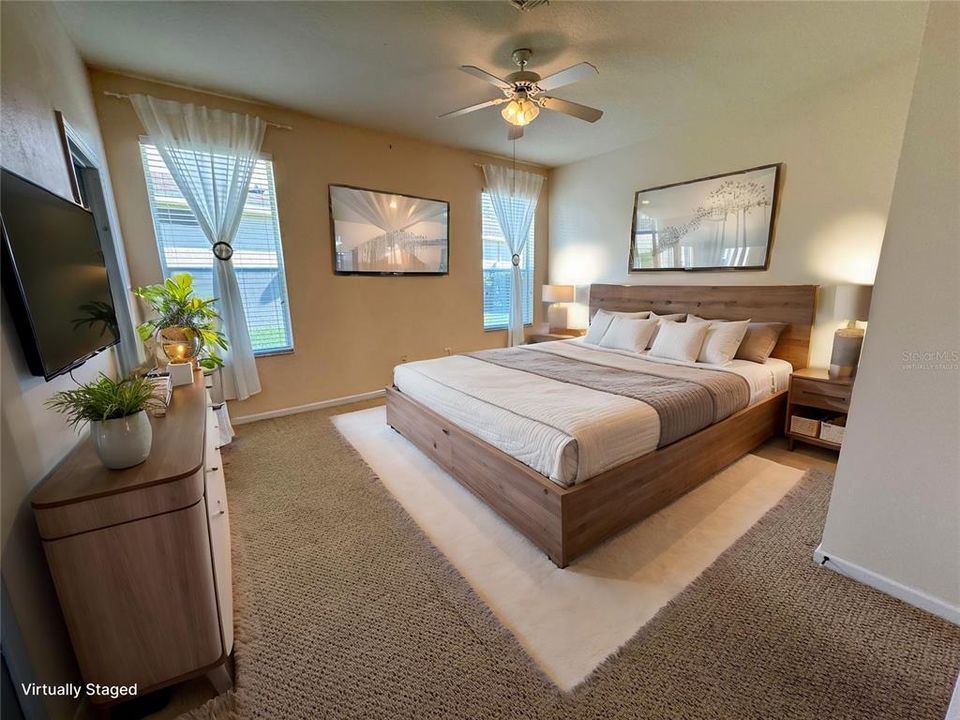 Virtually staged master bedroom