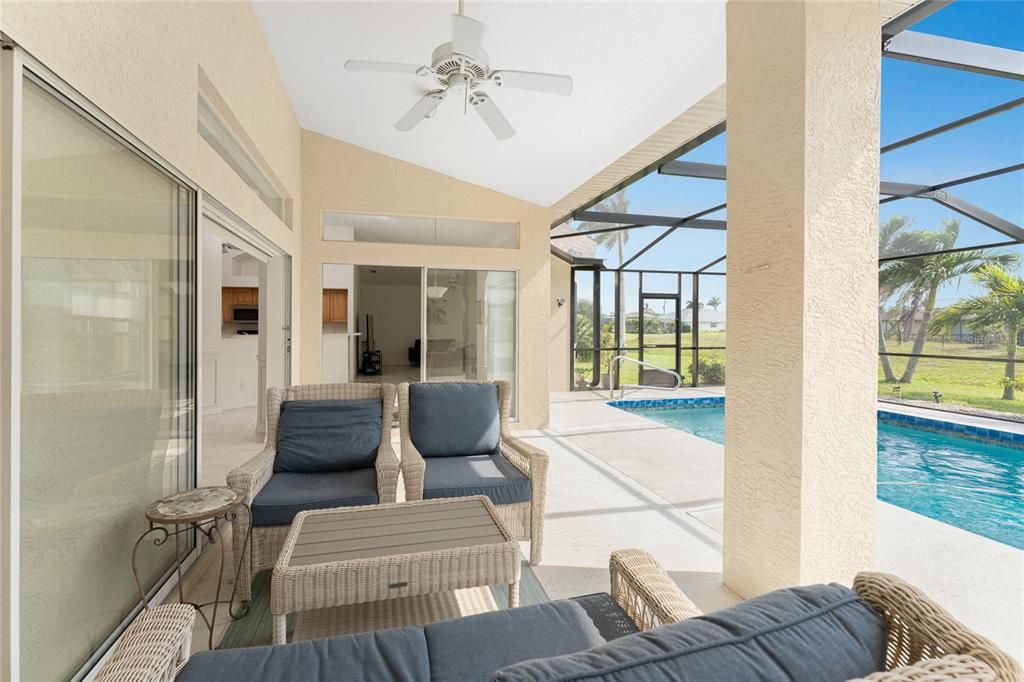 Lanai/pool overlooking canal