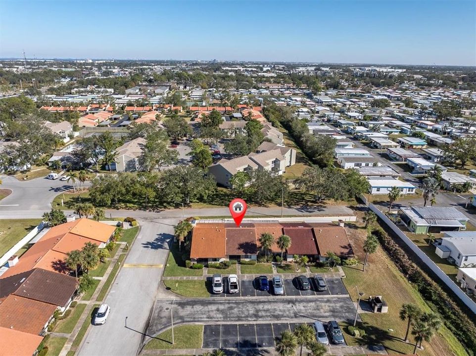 Surrounded by family homes with Ulmerton Road, a significant thoroughfare that last street you can see in the upper left corner. Close and convenient but far enough away to not be a dispruption