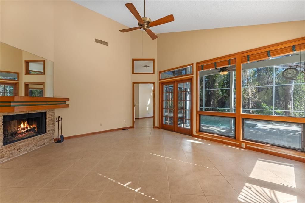 Light Filled Family Room with Transom Windows