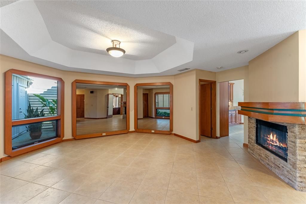 Dining Room with Double Sided Fireplace