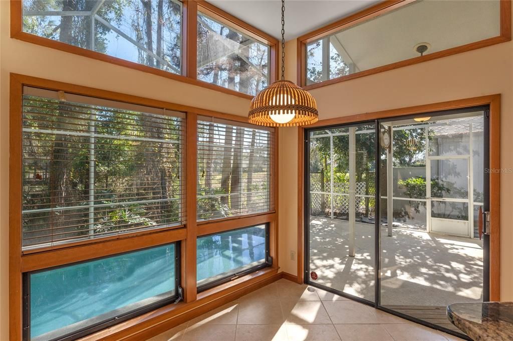 Kitchen Nook Sliding Glass Door to Lanai and Pool