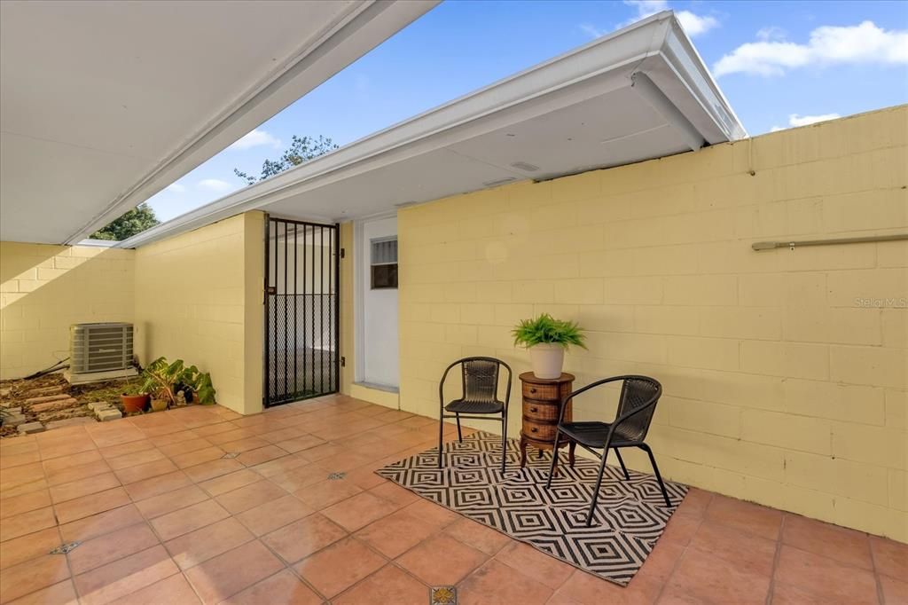 Iron Gate Carport Entry Into Courtyard