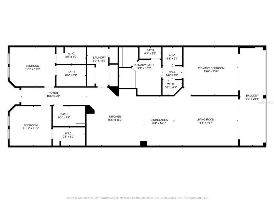 Floor plan with approximate room measurements