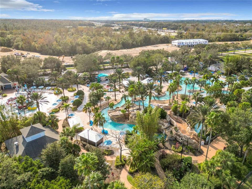 The lazy river pool is a tranquil, resort-style feature that offers a leisurely escape and a soothing experience.