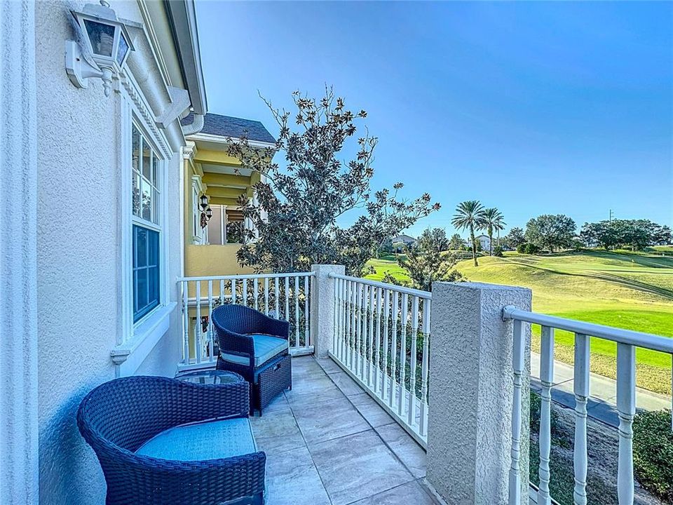 The second floor balcony is a nice place to retreat to and catch golfers playing in every direction.