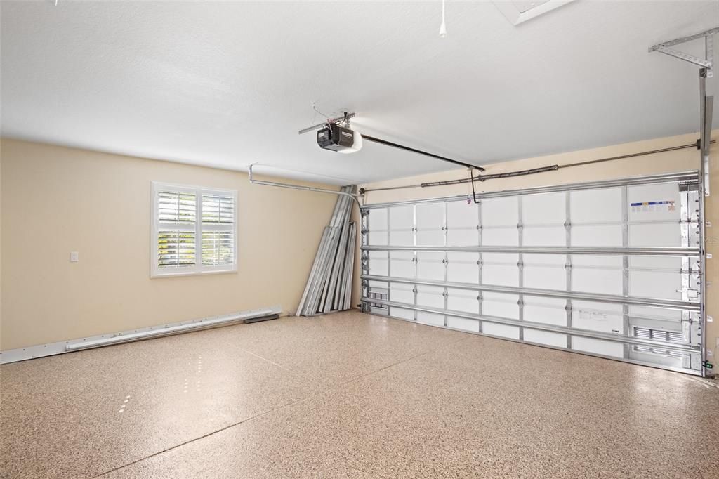 2 car garage with epoxy flooring finish