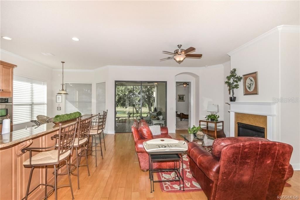 family room with fireplace