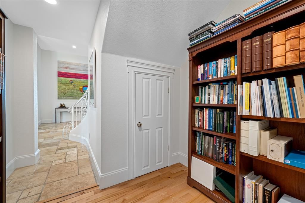 Library under the stairs