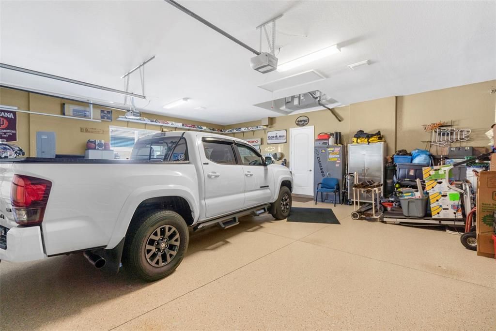 Work space and storage in the oversized garage