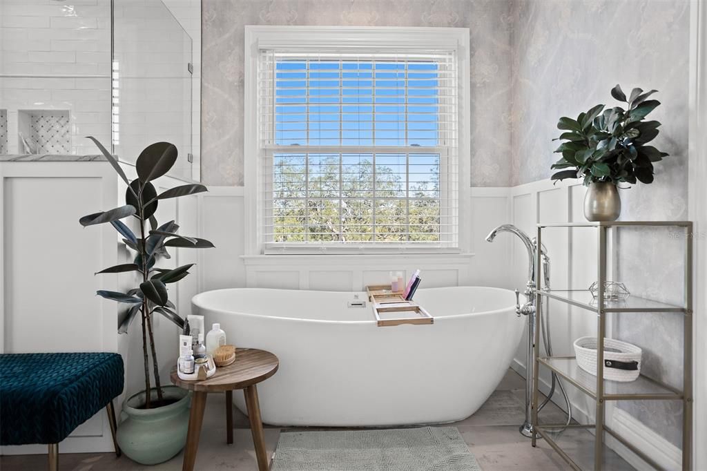 Relaxing Soaker Tub in Primary Bathroom