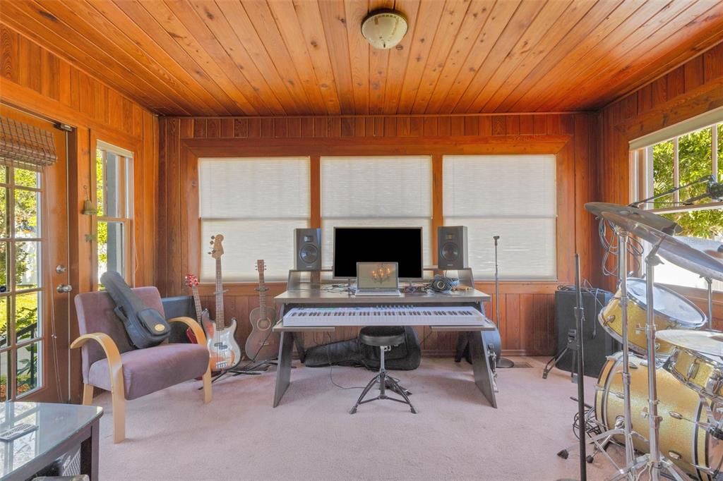 Currently serving as a music studio, this little gem was once the sunporch