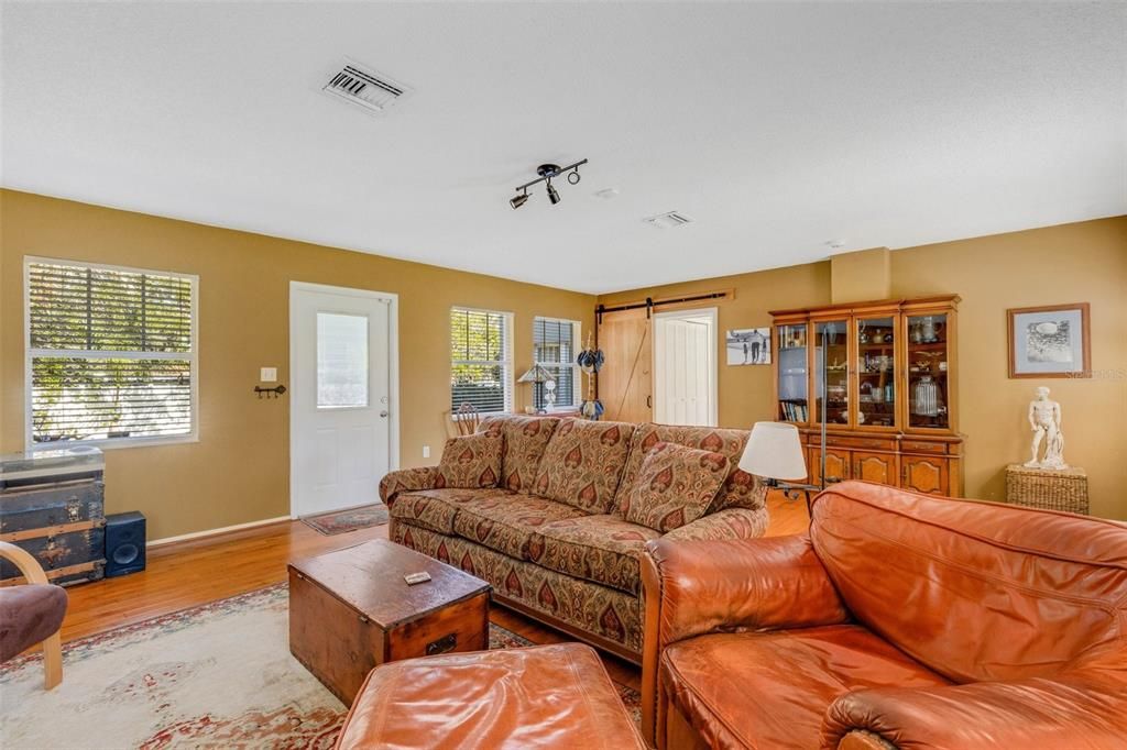 A sliding barn door to close off this space and keep the party contained