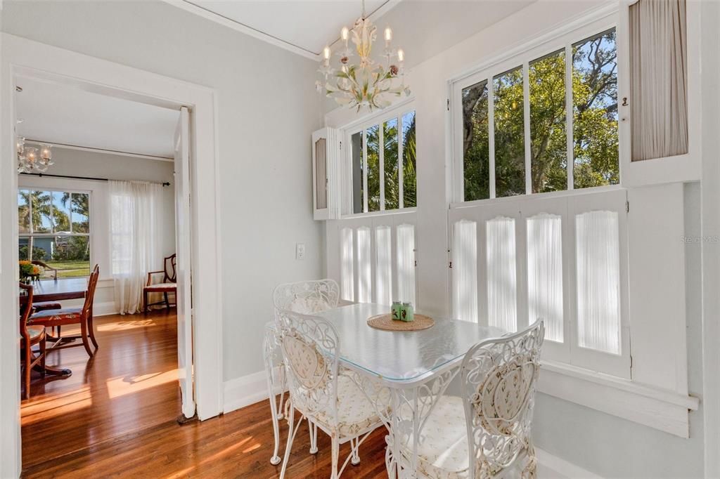 This may be the coziest spot in the house but just as elegant, tucked between the kitchen and the dining room