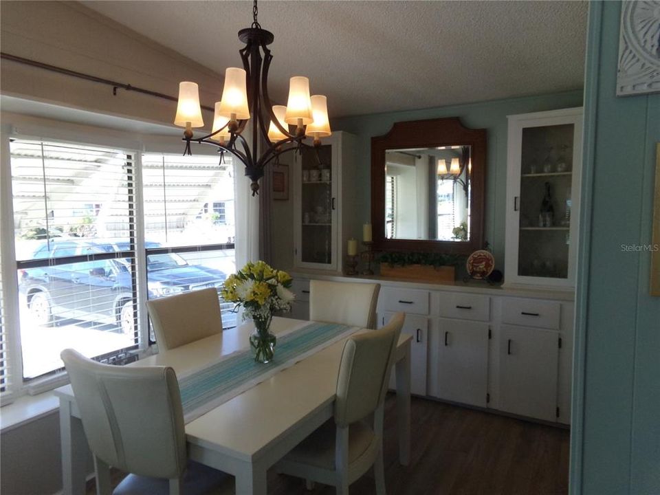 Dining area with built in cabinets