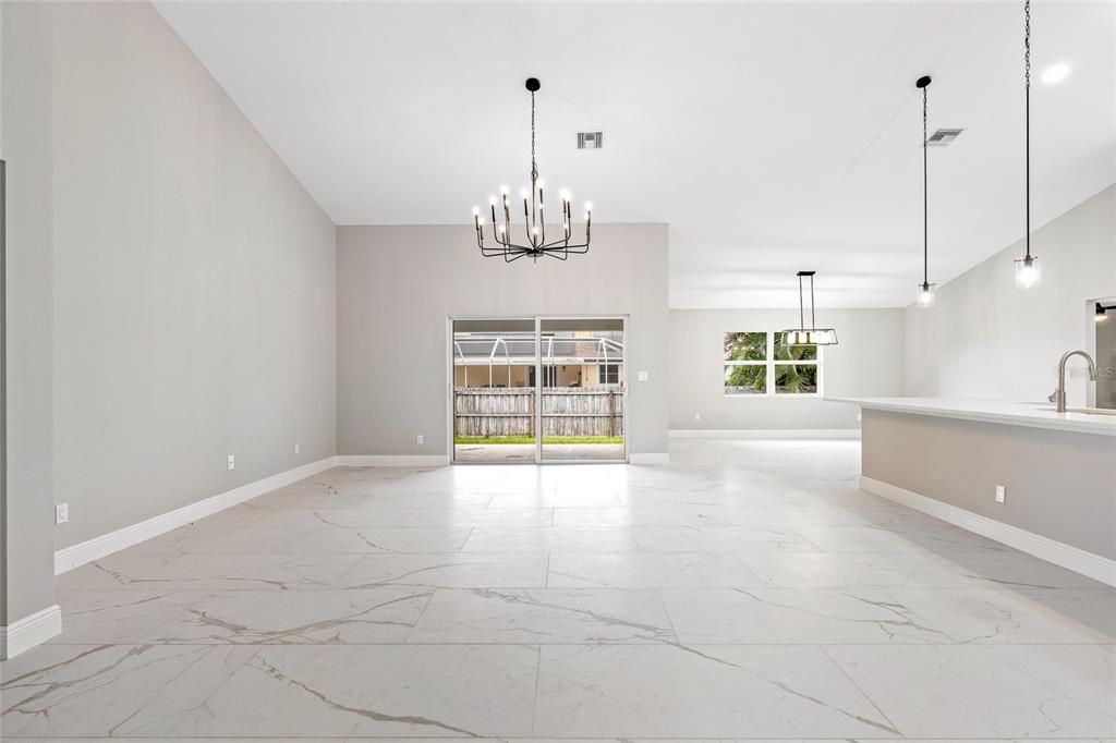 Living room with soaring ceilings