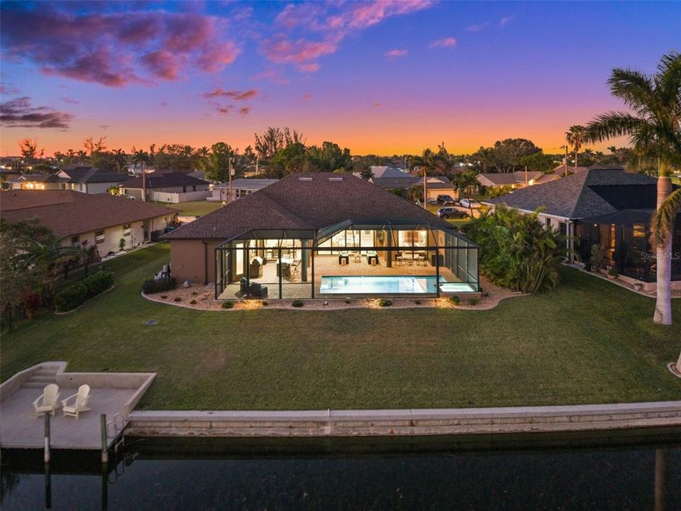 Aerial Twilight View of the back