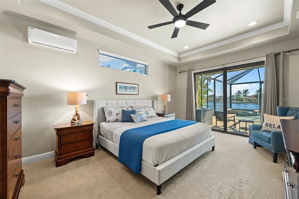 Primary bedroom with tray ceiling