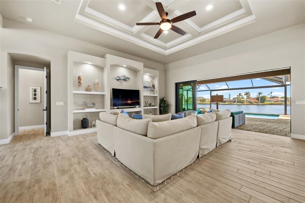 Living room just steps from the pool