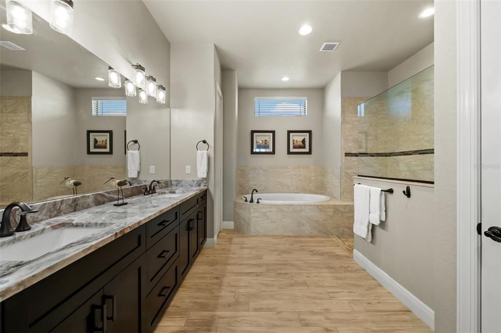 Master Bath with separate tiled tub and shower