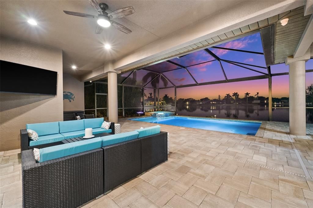 Twilight View of the Lanai sitting area