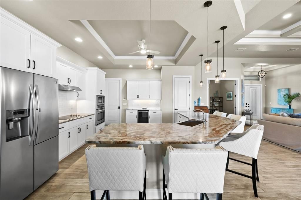 Granite tops in the spacious kitchen