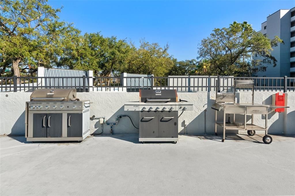 Community grills for residents and their guests