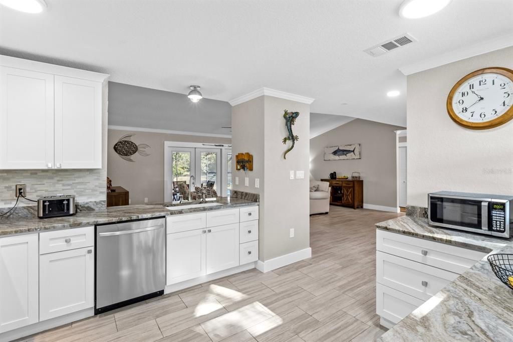 Kitchen with view into Living Room