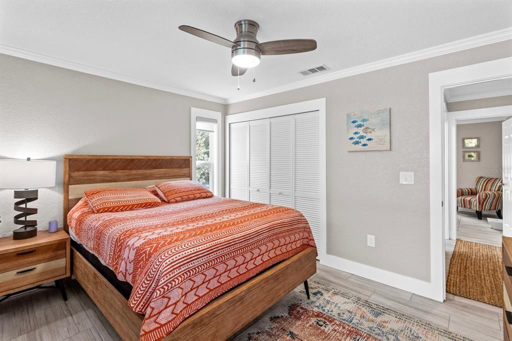 Guest bedroom in rear of house - split floor plan