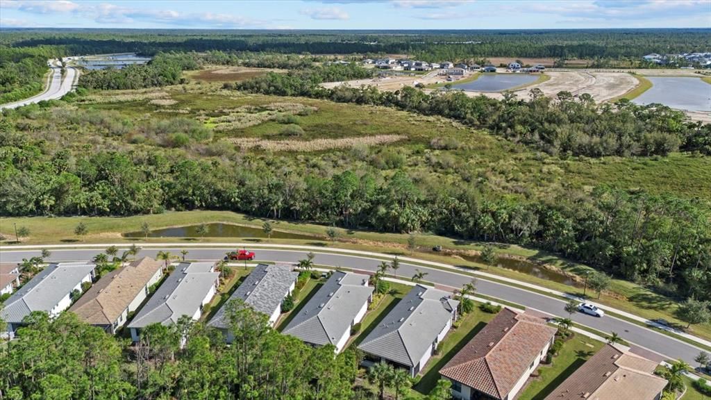 Aerial view to the front of the home