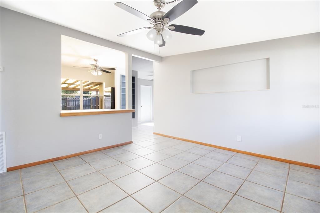 Living room looking at kitchen