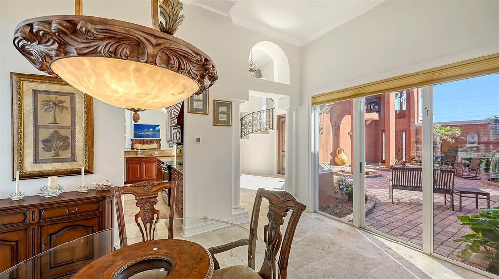 Dining Room with sliding glass doors out to Courtyard.