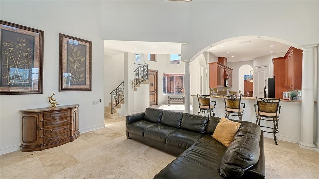 Great Room to Staircase leading to Guest wing of home.