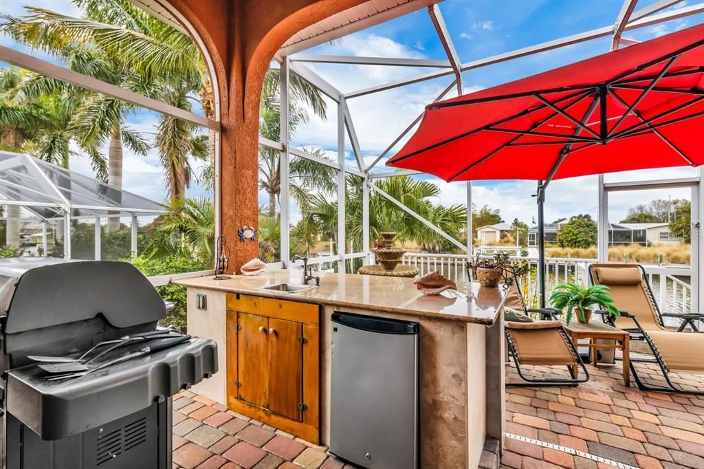 Outdoor kitchen area.