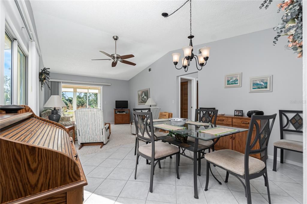 The cathedral ceiling gives this condo an open and inviting feeling.