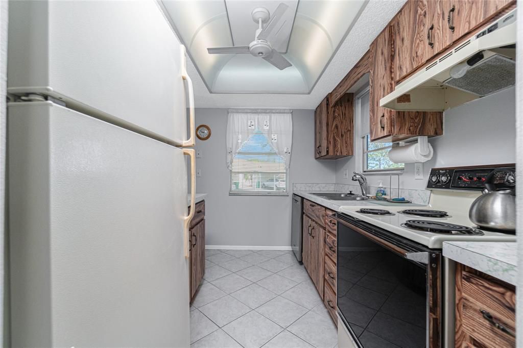 A window in the kitchen adds nice natural light.