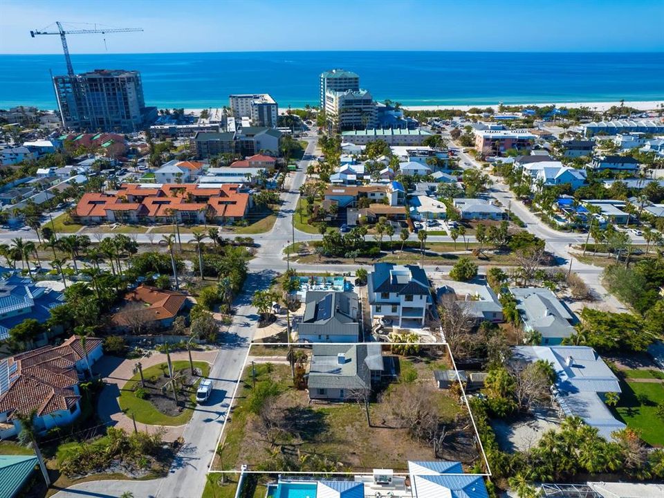 Deeded beach easement is just to the left of 2 taller building on right side of Cleveland Drive.