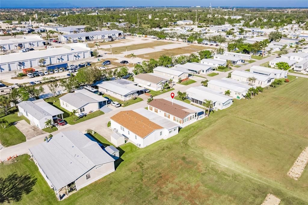 Aerial of home and greenspace