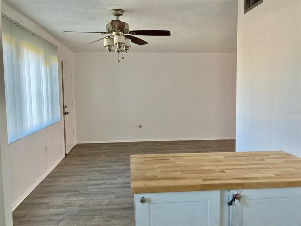 View to living room from kitchen.