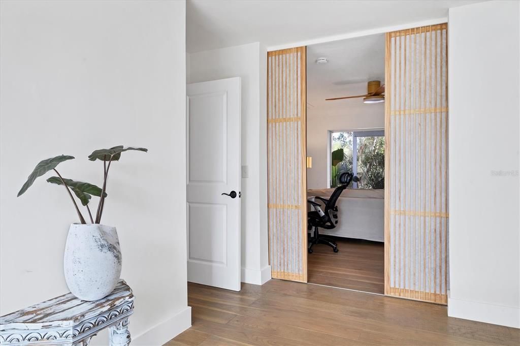 Third Bedroom with Sliding Pinewood Doors and Shoji Paper Passing through from the living area to the rear garden