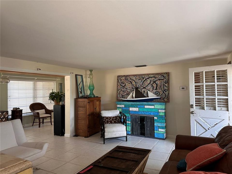 Living room with fireplace