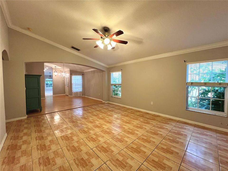 Living room opens nicely into dining room