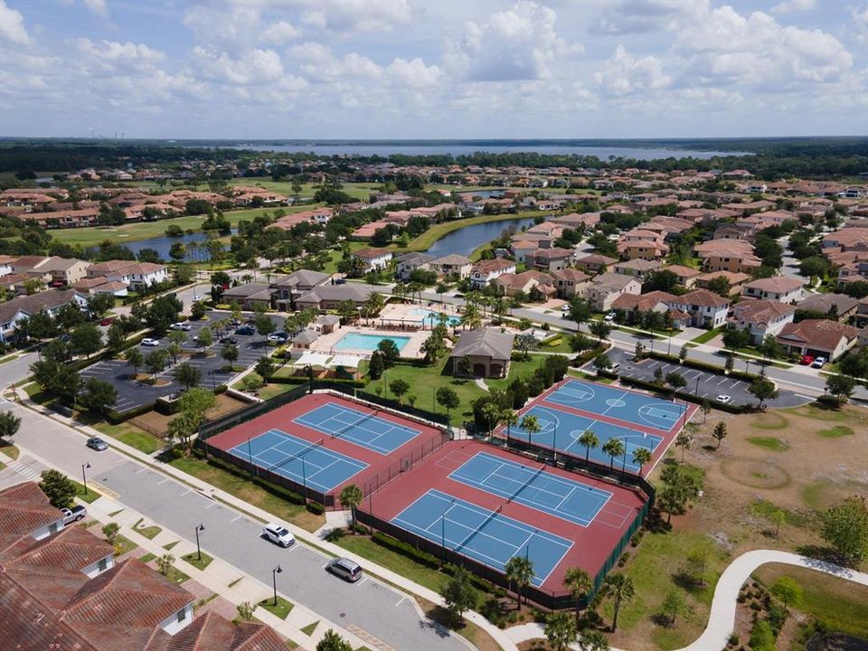 community tennis, basketball, pools.