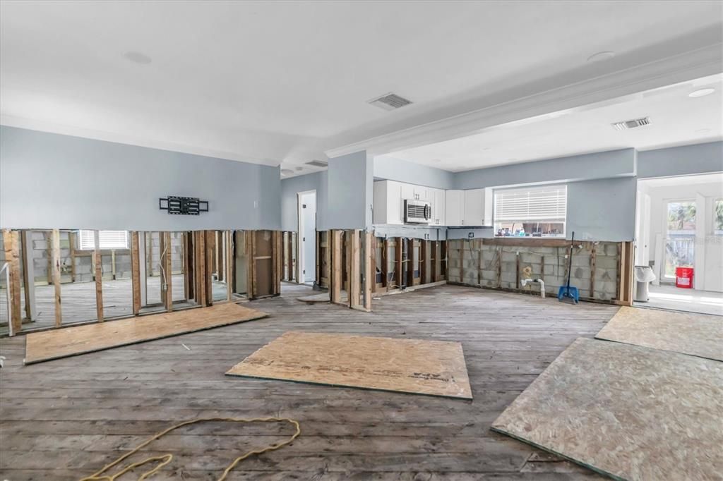 Living room into kitchen